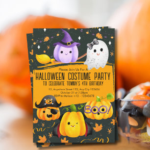 Cute Roligt Halloween Costume Barns födelsedag Inbjudningar