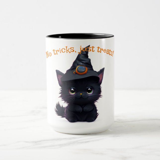 Cute roligt Halloween svart katt Mugg (Center)