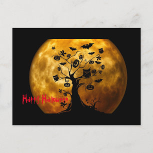 Cute Roligt Happy halloween Scary Träd och Full Mo Helg Vykort