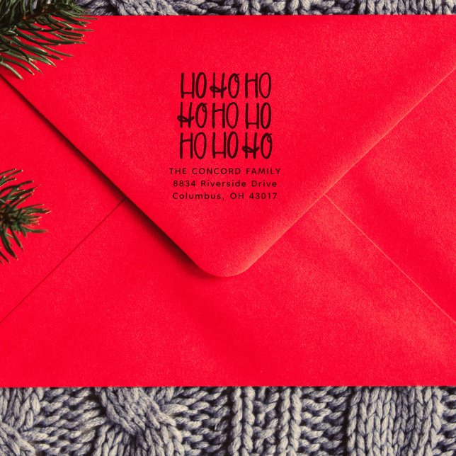 Cute roligt ho ho ho jul returadress självfärgande stämpel (Skapare uppladdad)