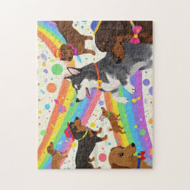 Cute roligt hundar med regnbåge pussel