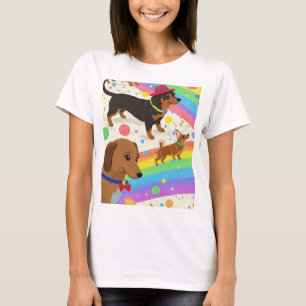 Cute roligt hundar med regnbåge t shirt