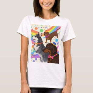 Cute roligt hundar med regnbåge t shirt