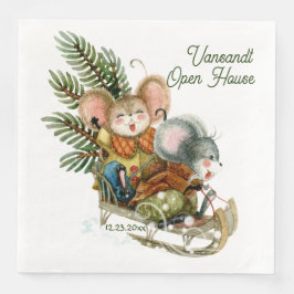 Cute, Roligt Jul Mouse Winter Anpassningsbar Party Pappersservett