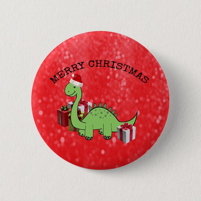 Cute roligt jultomten dinosaur knapp (Framsida)
