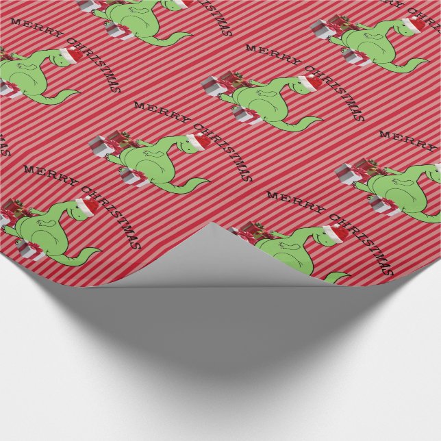 Cute roligt jultomten dinosaur presentpapper (Hörn)