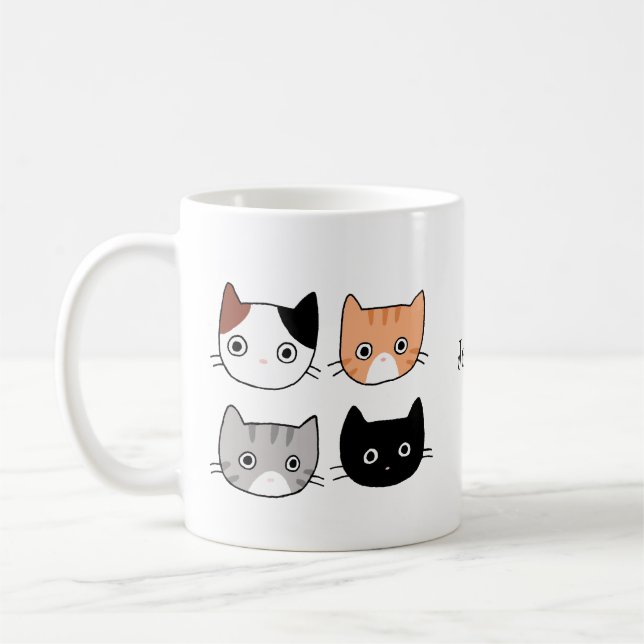 Cute Roligt katter Kittens personlig för eget namn Kaffemugg (Vänster)