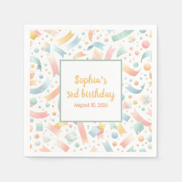 Cute Roligt Kids Confetti Colorful Pastel Birthday Pappersservett
