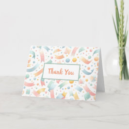 Cute Roligt Kids Confetti Colorful Pastel Birthday Tack Kort