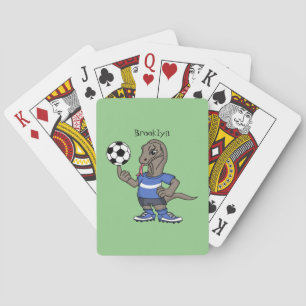 Cute roligt Komodo draon spelar fotboll tecknad Casinokort
