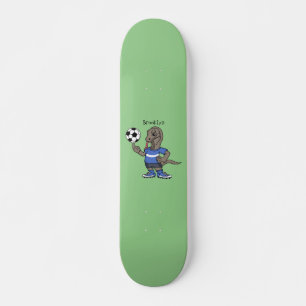 Cute roligt Komodo draon spelar fotboll tecknad Mini Skateboard Bräda 18,5 Cm