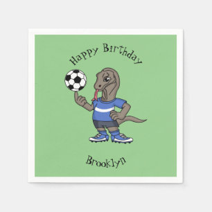 Cute roligt Komodo draon spelar fotboll tecknad Pappersservett