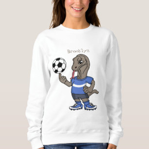 Cute roligt Komodo draon spelar fotboll tecknad T Shirt