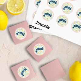 Cute Roligt Lemon Gult Botaniskt babyskor Runt Klistermärke