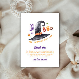 Cute Roligt Little Boo Witch Hat Fall Baby Shower Tack Kort