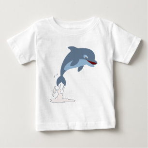 Cute Roligt-Loving Tecknad Dolphin Baby T-Shirt