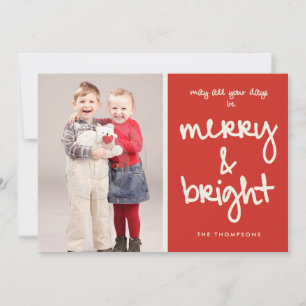 Cute Roligt Merry och Bright Photo Julkort