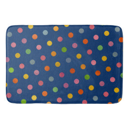 Cute Roligt Modern Navy Blue Multicolor Polka dots Badrumsmatta