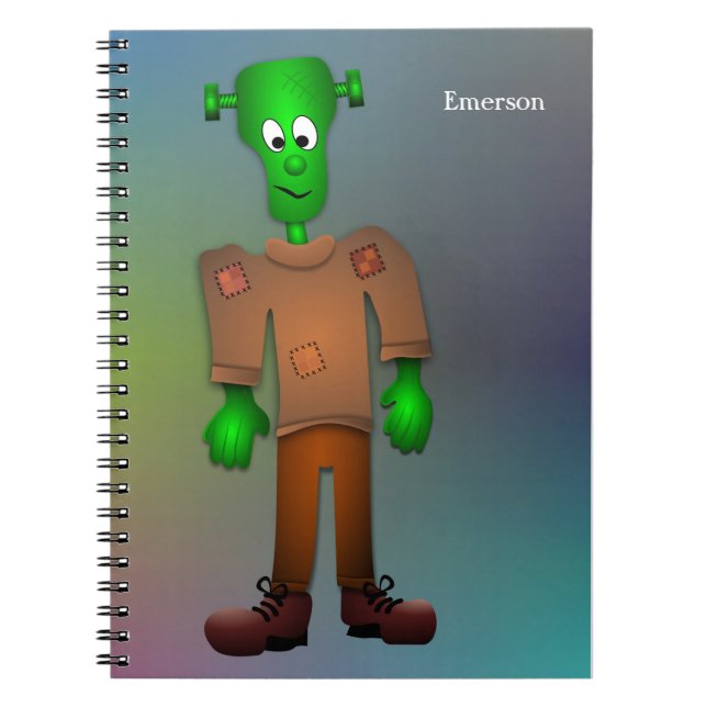 Cute Roligt Monster Illustration - Personlig Namn Anteckningsbok (Framsidan)