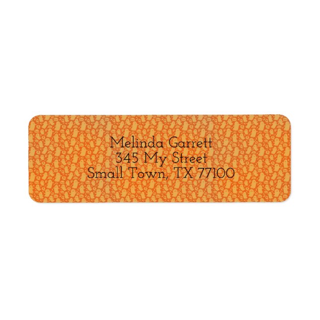 Cute Roligt Orange Ghost Halloween Anpassningsbar  Returadress Etikett (Framsidan)