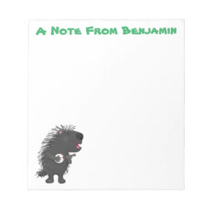 Cute roligt porcupine spelar banjo tecknad anteckningsblock