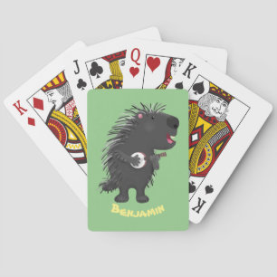 Cute roligt porcupine spelar banjo tecknad casinokort
