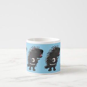 Cute roligt porcupine spelar banjo tecknad espressomugg