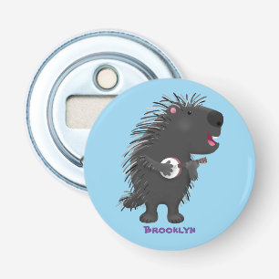 Cute roligt porcupine spelar banjo tecknad flasköppnare