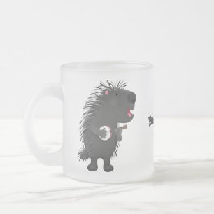 Cute roligt porcupine spelar banjo tecknad frostad glasmugg