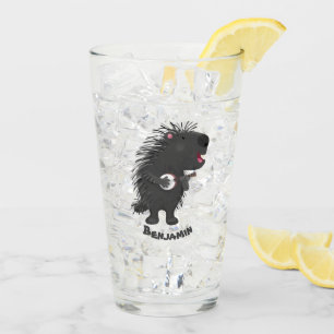 Cute roligt porcupine spelar banjo tecknad glaskopp