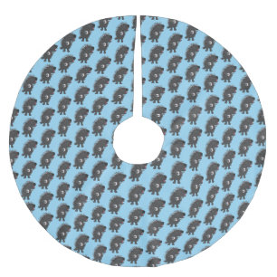 Cute roligt porcupine spelar banjo tecknad julgransmatta borstad polyester