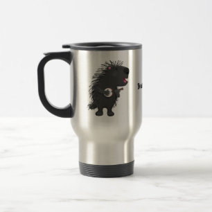 Cute roligt porcupine spelar banjo tecknad resemugg