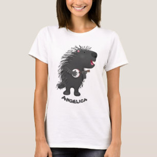 Cute roligt porcupine spelar banjo tecknad t shirt