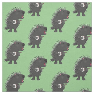 Cute roligt porcupine spelar banjo tecknad tyg
