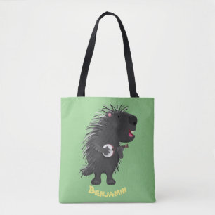 Cute roligt porcupine spelar banjo tecknad tygkasse