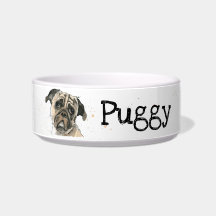 Cute roligt Pug-målning Specklat anpassade Bowl