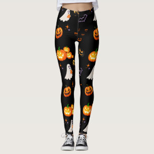 Cute Roligt Pumpkin spöke fladdermus Witch Hallowe Leggings