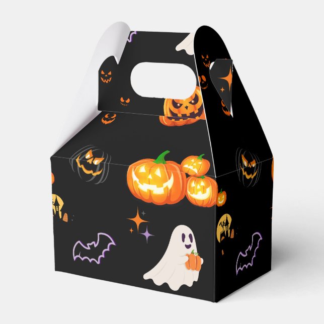 Cute Roligt Pumpkin spöke fladdermus Witch Hallowe Presentaskar (Framsidan Sidan)