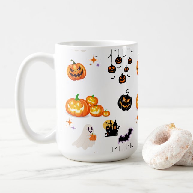 Cute Roligt Pumpkin Witch Halloween fest Kaffemugg (Med munk)