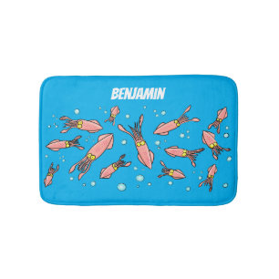 Cute roligt rosa Squid tecknad mönster Badrumsmatta