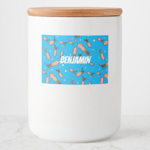 Cute roligt rosa Squid tecknad mönster Mat Etiketter