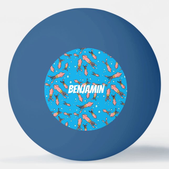 Cute roligt rosa Squid tecknad mönster Pingisboll (Framsidan)