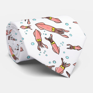 Cute roligt rosa Squid tecknad mönster Slips