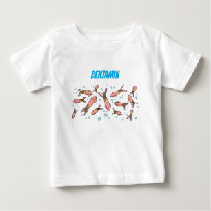 Cute roligt rosa Squid tecknad mönster T Shirt