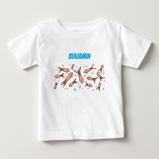 Cute roligt rosa Squid tecknad mönster T Shirt (Framsida)