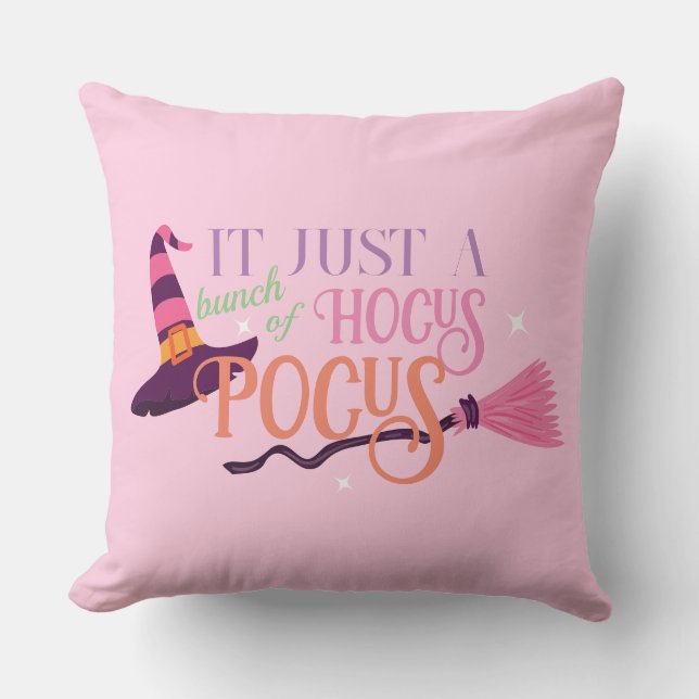 Cute Roligt Rosa Witch Hocus Pocus Halloween Hat Kudde (Framsida)