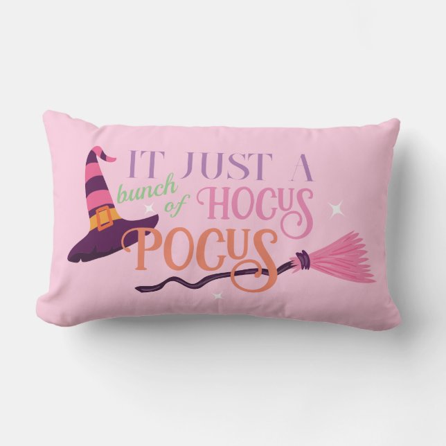 Cute Roligt Rosa Witch Hocus Pocus Halloween Hat Lumbarkudde (Framsida)