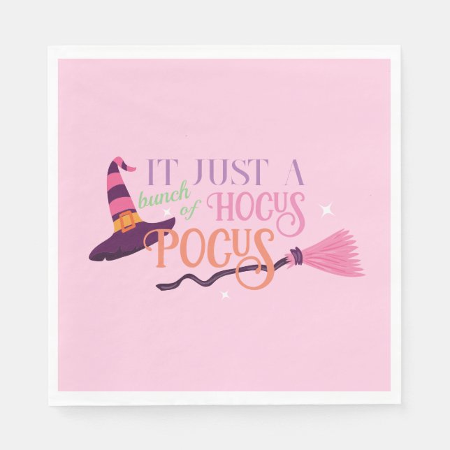 Cute Roligt Rosa Witch Hocus Pocus Halloween Hat Pappersservett (Framsidan)