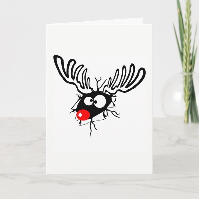 Cute roligt Rudolph, den rödbruna tecknaden. Helgkort (Framsida)
