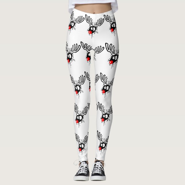 Cute roligt Rudolph, den rödbruna tecknaden. Leggings (Framsida)